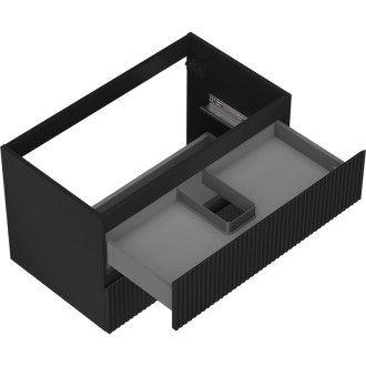 Mexen Rivel koupelnová skříňka pod umyvadlo 80 cm, 2 zásuvky, drážkovaná, matná černá - 91A20-08047-2-BFF71