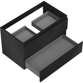 Mexen Rivel koupelnová skříňka pod umyvadlo 80 cm, 2 zásuvky, drážkovaná, matná černá - 91A20-08047-2-BFF71