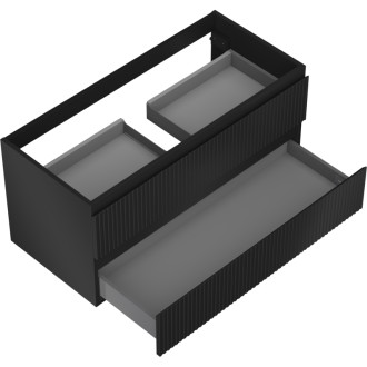 Mexen Rivel koupelnová skříňka pod umyvadlo 100 cm, 2 zásuvky, drážkovaná, matná černá - 91A20-10047-2-BFF71