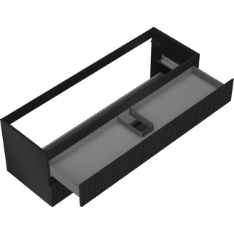 Mexen Rivel koupelnová skříňka pod umyvadlo 140 cm, 2 zásuvky, drážkovaná, matná černá - 91A20-14047-2-BFF71