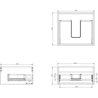 Mexen Rivel koupelnová skříňka pod umyvadlo 50 cm s deskou, 1 zásuvka, drážkovaná, matná černá - 91A20-05023-1-BFC71