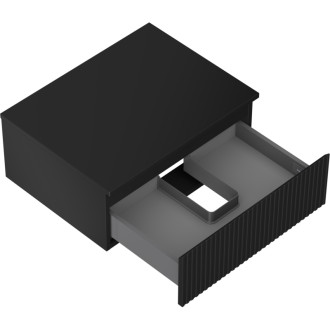 Mexen Rivel koupelnová skříňka pod umyvadlo 60 cm s pracovní deskou, 1 zásuvka, drážkovaná, matná černá - 91A20-06023-1-BFC71