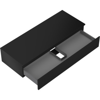 Mexen Rivel koupelnová skříňka pod umyvadlo 120 cm s pracovní deskou, 1 zásuvka, drážkovaná, matná černá - 91A20-12023-1-BFC71