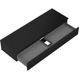 Mexen Rivel koupelnová skříňka pod umyvadlo 140 cm s pracovní deskou, 1 zásuvka, drážkovaná, matná černá - 91A20-14023-1-BFC71