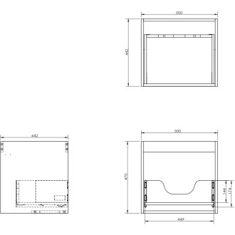 Mexen Rivel koupelnová skříňka pod umyvadlo 50 cm s deskou, 1 zásuvka, drážkovaná, matná černá - 91A20-05047-1-BFC71