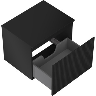 Mexen Rivel koupelnová skříňka pod umyvadlo 60 cm s deskou, 1 zásuvka, drážkovaná, matná černá - 91A20-06047-1-BFC71