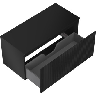 Mexen Rivel koupelnová skříňka pod umyvadlo 100 cm s pracovní deskou, 1 zásuvka, drážkovaná, matná černá - 91A20-10047-1-BFC71