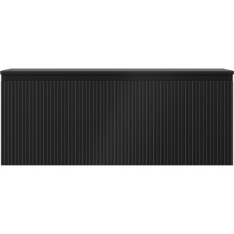 Mexen Rivel koupelnová skříňka pod umyvadlo 120 cm s pracovní deskou, 1 zásuvka, drážkovaná, matná černá - 91A20-12047-1-BFC71