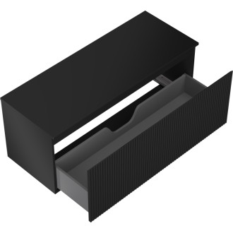 Mexen Rivel koupelnová skříňka pod umyvadlo 120 cm s pracovní deskou, 1 zásuvka, drážkovaná, matná černá - 91A20-12047-1-BFC71