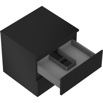 Mexen Rivel koupelnová skříňka pod umyvadlo 50 cm s deskou, 2 zásuvky, drážkovaná, matná černá - 91A20-05047-2-BFFC71