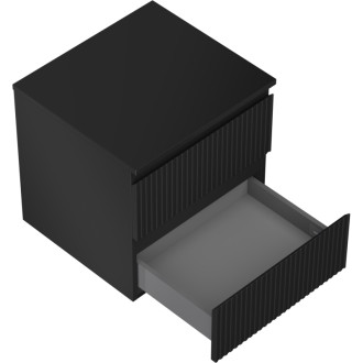 Mexen Rivel koupelnová skříňka pod umyvadlo 50 cm s deskou, 2 zásuvky, drážkovaná, matná černá - 91A20-05047-2-BFFC71