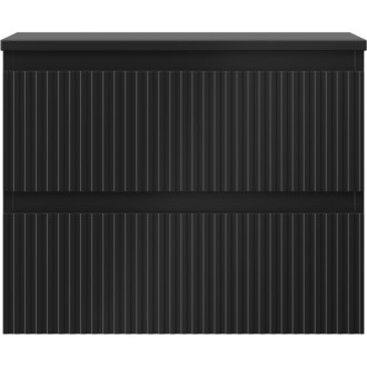 Mexen Rivel koupelnová skříňka pod umyvadlo 60 cm s deskou, 2 zásuvky, drážkovaná, matná černá - 91A20-06047-2-BFFC71