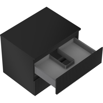 Mexen Rivel koupelnová skříňka pod umyvadlo 60 cm s deskou, 2 zásuvky, drážkovaná, matná černá - 91A20-06047-2-BFFC71