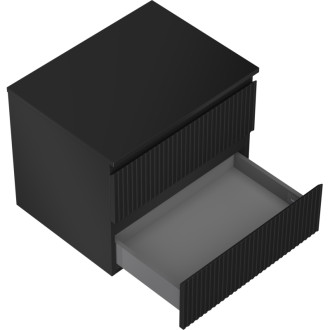 Mexen Rivel koupelnová skříňka pod umyvadlo 60 cm s deskou, 2 zásuvky, drážkovaná, matná černá - 91A20-06047-2-BFFC71