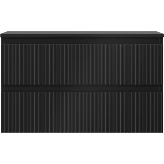 Mexen Rivel koupelnová skříňka pod umyvadlo 80 cm s deskou, 2 zásuvky, drážkovaná, matná černá - 91A20-08047-2-BFFC71