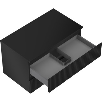 Mexen Rivel koupelnová skříňka pod umyvadlo 80 cm s deskou, 2 zásuvky, drážkovaná, matná černá - 91A20-08047-2-BFFC71