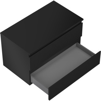 Mexen Rivel koupelnová skříňka pod umyvadlo 80 cm s deskou, 2 zásuvky, drážkovaná, matná černá - 91A20-08047-2-BFFC71