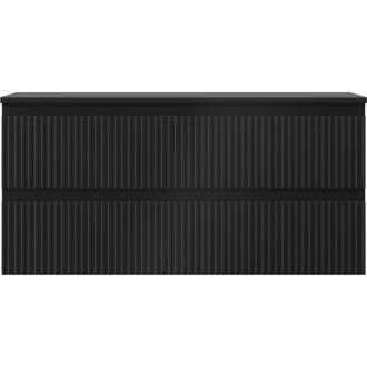 Mexen Rivel koupelnová skříňka pod umyvadlo 100 cm s pracovní deskou, 2 zásuvky, drážkovaná, matná černá - 91A20-10047-2-BFFC71