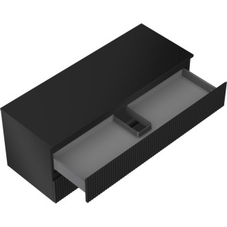 Mexen Rivel koupelnová skříňka pod umyvadlo 120 cm s pracovní deskou, 2 zásuvky, drážkovaná, matně černá - 91A20-12047-2-BFFC71