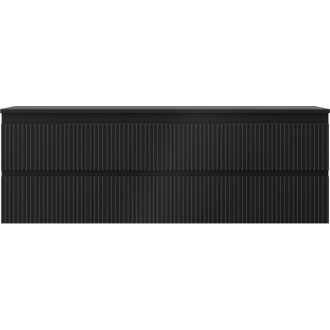 Mexen Rivel koupelnová skříňka pod umyvadlo 140 cm s deskou, 2 zásuvky, drážkovaná, matná černá - 91A20-14047-2-BFFC71