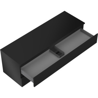 Mexen Rivel koupelnová skříňka pod umyvadlo 140 cm s deskou, 2 zásuvky, drážkovaná, matná černá - 91A20-14047-2-BFFC71