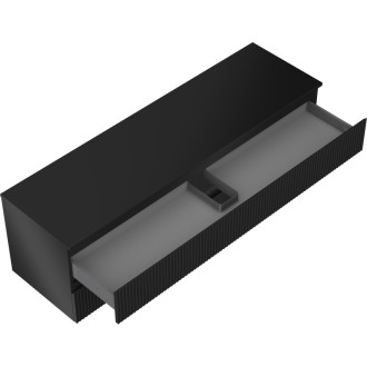 Mexen Rivel koupelnová skříňka pod umyvadlo 160 cm s pracovní deskou, 2 zásuvky, drážkovaná, matná černá - 91A20-16047-2-BFFC71