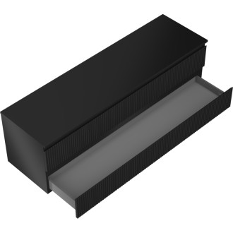 Mexen Rivel koupelnová skříňka pod umyvadlo 160 cm s pracovní deskou, 2 zásuvky, drážkovaná, matná černá - 91A20-16047-2-BFFC71