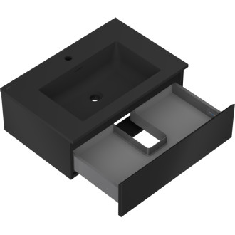 Koupelnová skříňka Mexen Orio 70 cm s umyvadlem Otis, 1 zásuvka, matná černá - 91A10-07023-1-BF71-W18M71