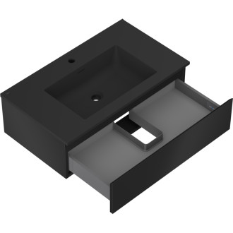 Koupelnová skříňka Mexen Orio 80 cm s umyvadlem Otis, 1 zásuvka, matná černá - 91A10-08023-1-BF71-W18M71