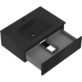 Koupelnová skříňka Mexen Orio 70 cm s umyvadlem Vela, 1 zásuvka, matná černá - 91A10-07023-1-BF71-W23M71