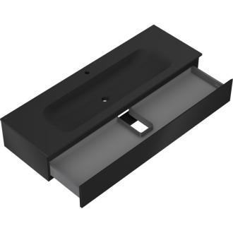 Koupelnová skříňka Mexen Orio 140 cm s umyvadlem Vela, 1 zásuvka, matná černá - 91A10-14023-1-BF71-W23M71