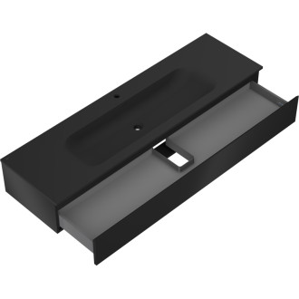 Koupelnová skříňka Mexen Orio 160 cm s umyvadlem Vela, 1 zásuvka, matná černá - 91A10-16023-1-BF71-W23M71