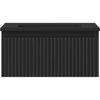 Koupelnová skříňka Mexen Rivel 50 cm s umyvadlem Otis, 1 zásuvka, drážkovaná, matná černá - 91A20-05023-1-BF71-W18M71