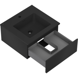 Koupelnová skříňka Mexen Rivel 50 cm s umyvadlem Otis, 1 zásuvka, drážkovaná, matná černá - 91A20-05023-1-BF71-W18M71