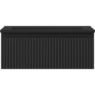 Koupelnová skříňka Mexen Rivel 60 cm s umyvadlem Otis, 1 zásuvka, drážkovaná, matná černá - 91A20-06023-1-BF71-W18M71