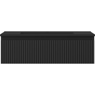 Koupelnová skříňka Mexen Rivel 80 cm s umyvadlem Otis, 1 zásuvka, drážkovaná, matná černá - 91A20-08023-1-BF71-W18M71