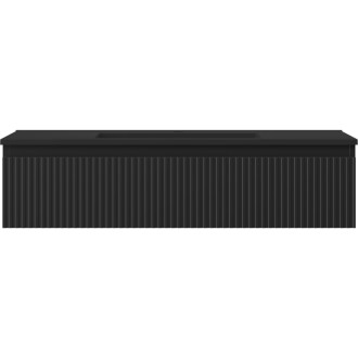 Koupelnová skříňka Mexen Rivel 100 cm s umyvadlem Otis, 1 zásuvka, drážkovaná, matná černá - 91A20-10023-1-BF71-W18M71