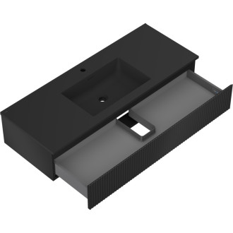 Koupelnová skříňka Mexen Rivel 120 cm s umyvadlem Otis, 1 zásuvka, drážkovaná, matná černá - 91A20-12023-1-BF71-W18M71