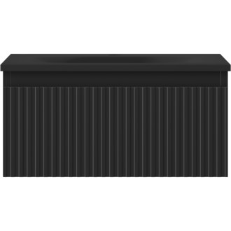 Koupelnová skříňka Mexen Rivel 50 cm s umyvadlem Vela, 1 zásuvka, drážkovaná, matná černá - 91A20-05023-1-BF71-W23M71