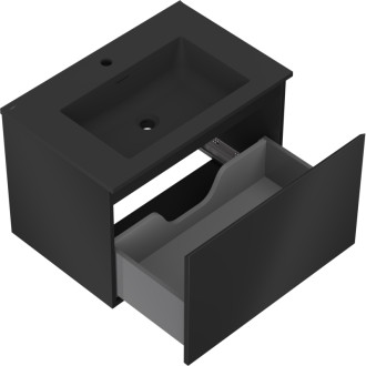 Koupelnová skříňka Mexen Orio 70 cm s umyvadlem Otis, 1 zásuvka, matná černá - 91A10-07047-1-BF71-W18M71