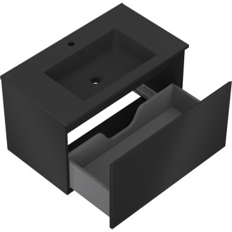 Koupelnová skříňka Mexen Orio 80 cm s umyvadlem Otis, 1 zásuvka, matná černá - 91A10-08047-1-BF71-W18M71