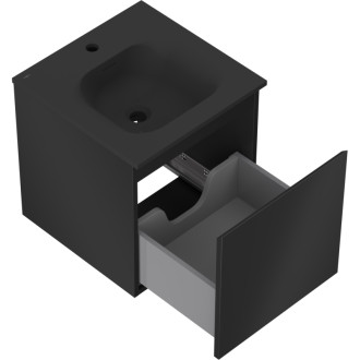 Koupelnová skříňka Mexen Orio 45 cm s umyvadlem Vela, 1 zásuvka, matná černá - 91A10-04547-1-BF71-W23M71