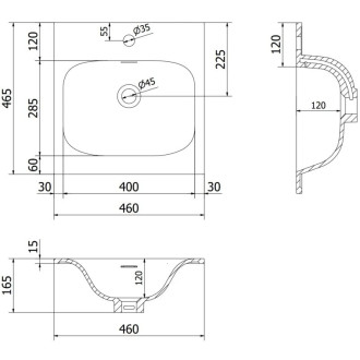 Koupelnová skříňka Mexen Orio 45 cm s umyvadlem Vela, 1 zásuvka, matná černá - 91A10-04547-1-BF71-W23M71