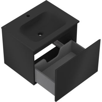 Koupelnová skříňka Mexen Orio 60 cm s umyvadlem Vela, 1 zásuvka, matná černá - 91A10-06047-1-BF71-W23M71