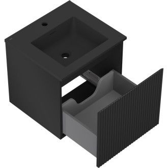 Koupelnová skříňka Mexen Rivel 50 cm s umyvadlem Otis, 1 zásuvka, drážkovaná, matná černá - 91A20-05047-1-BF71-W18M71