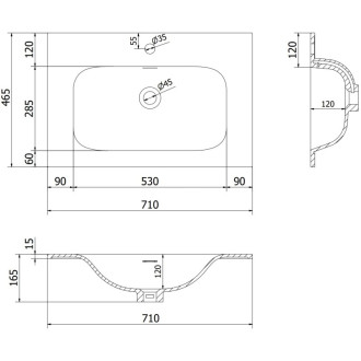 Koupelnová skříňka Mexen Rivel 70 cm s umyvadlem Vela, 1 zásuvka, drážkovaná, matná černá - 91A20-07047-1-BF71-W23M71