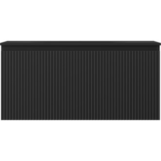 Koupelnová skříňka Mexen Rivel 100 cm s umyvadlem Vela, 1 zásuvka, drážkovaná, matná černá - 91A20-10047-1-BF71-W23M71