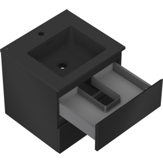 Koupelnová skříňka Mexen Orio 50 cm s umyvadlem Otis, 2 zásuvky, matná černá - 91A10-05047-2-BFF71-W18M71