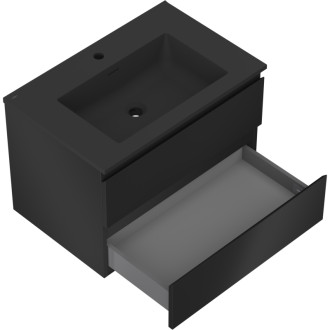 Koupelnová skříňka Mexen Orio 70 cm s umyvadlem Otis, 2 zásuvky, matná černá - 91A10-07047-2-BFF71-W18M71