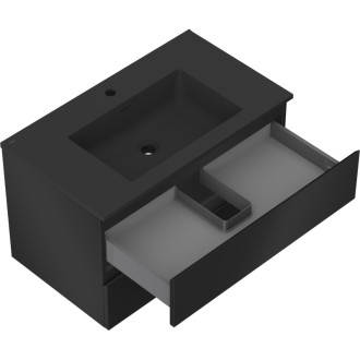 Koupelnová skříňka Mexen Orio 80 cm s umyvadlem Otis, 2 zásuvky, matná černá - 91A10-08047-2-BFF71-W18M71